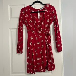 Hollister red floral wrap dress